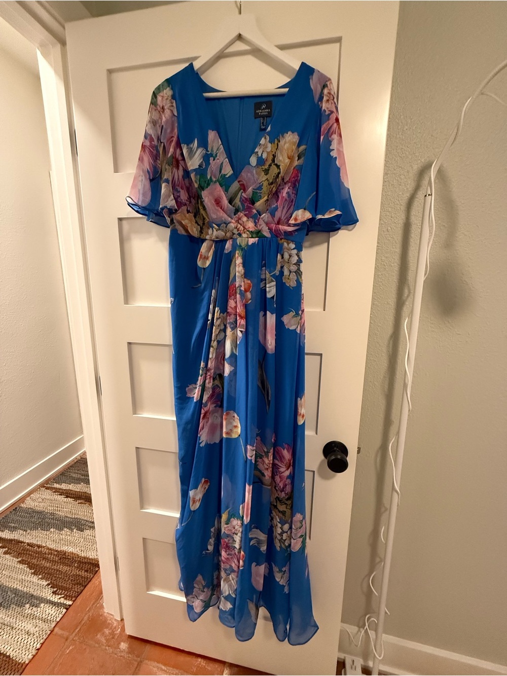 Adrianna Papell Royal Blue Floral Maxi Dress